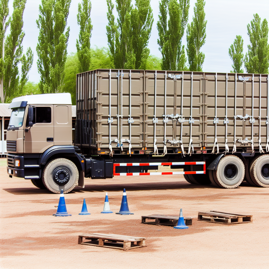 Lkw mit gesicherter Ladung auf Schulungsplatz.