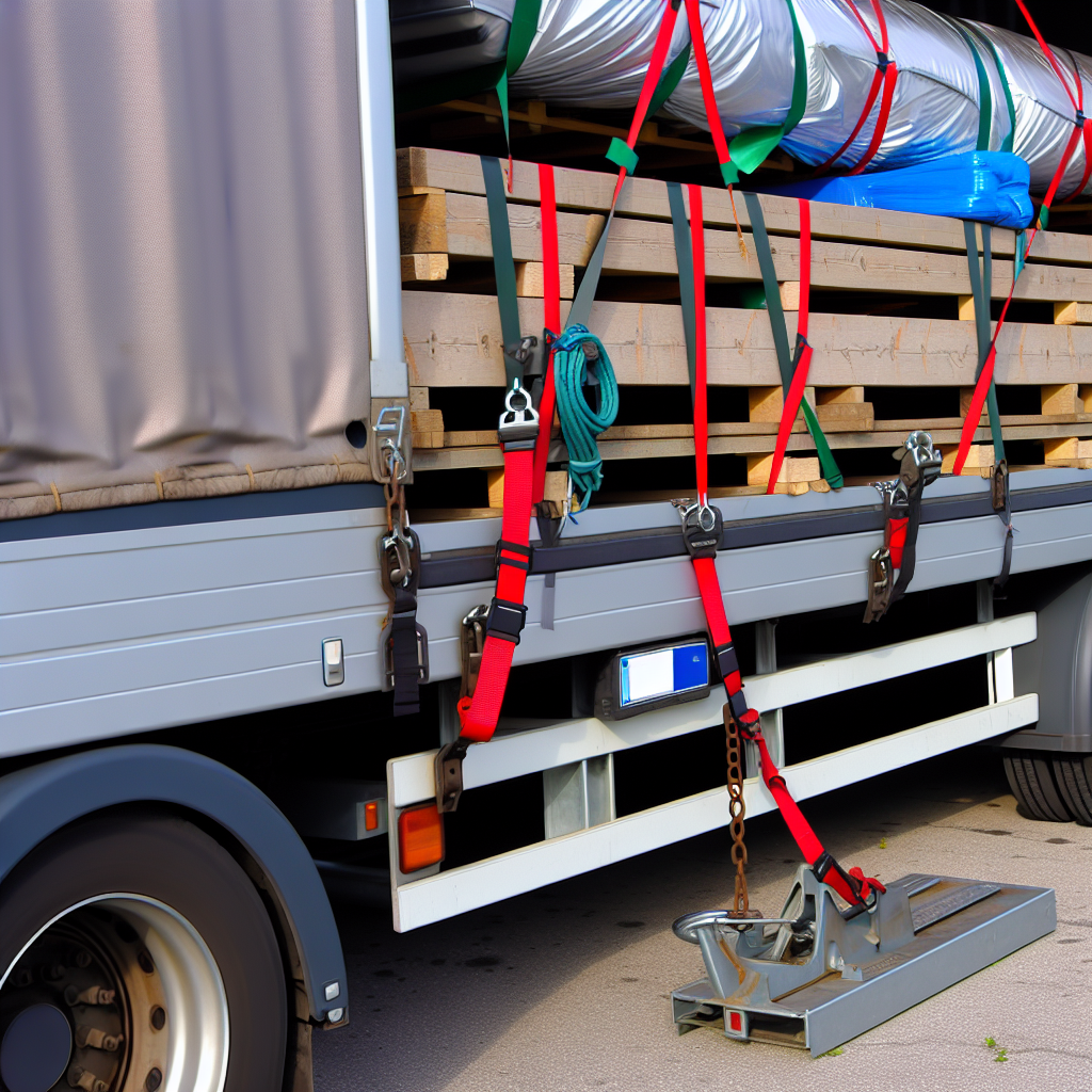 Lkw mit im Zurrsystem gesicherter Ladung.