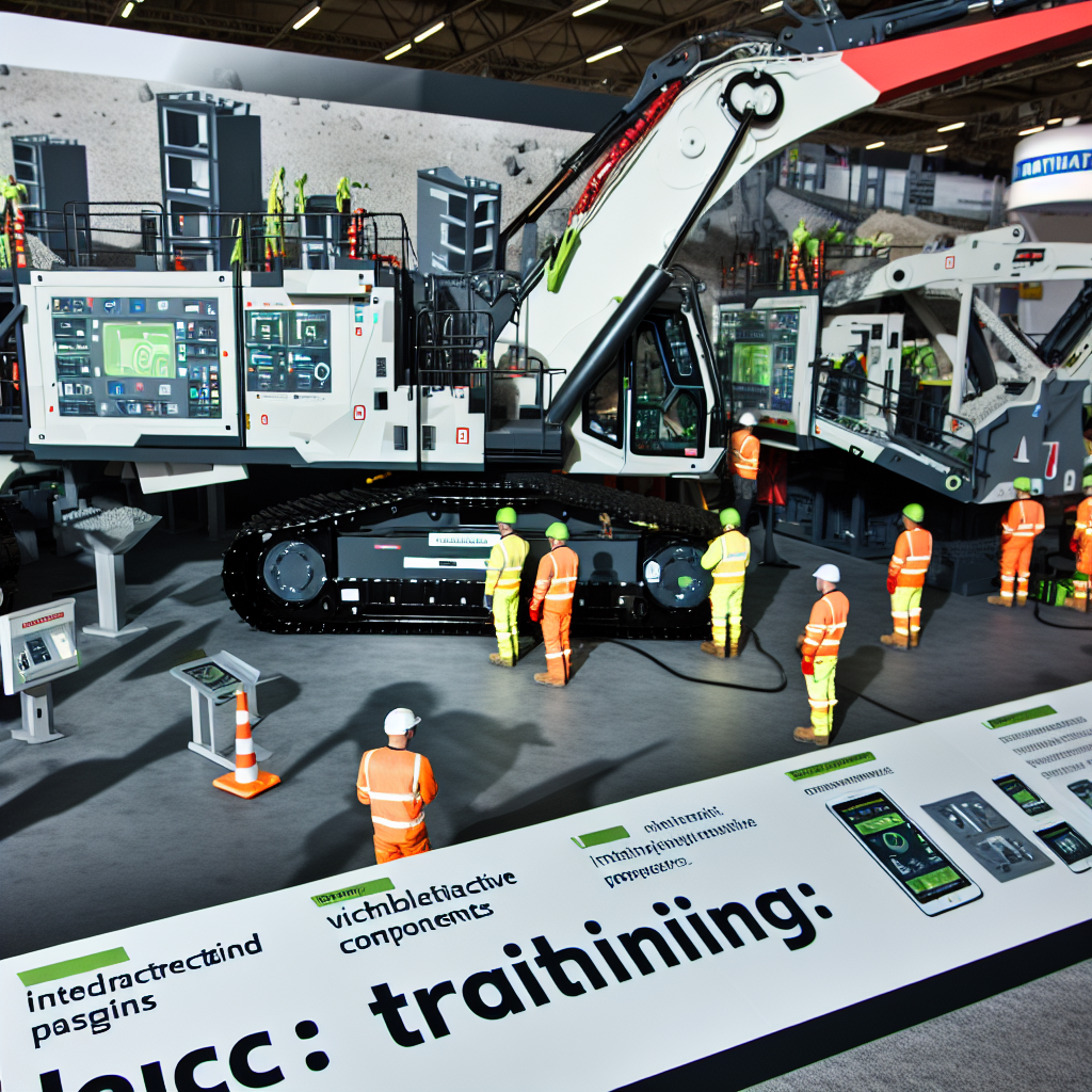 Moderne Baumaschine mit Technik- und Schulungselementen.