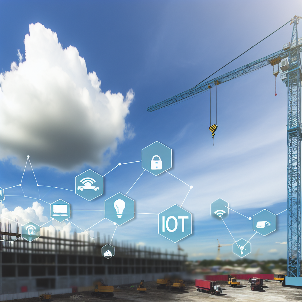 Moderner Kran mit IoT-Technologie in Betrieb.