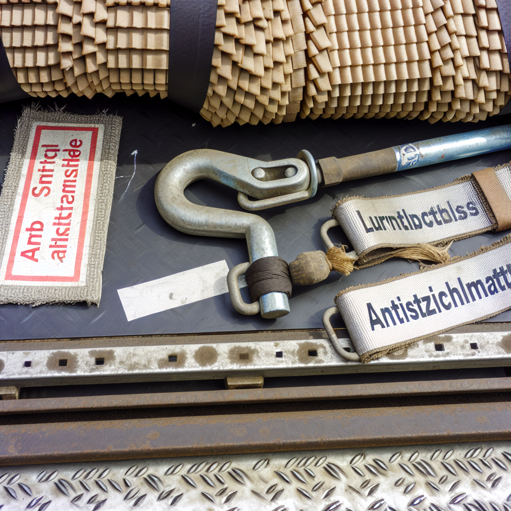 Spannschloss, Antirutschmatten und Gurte sichern Ladung.