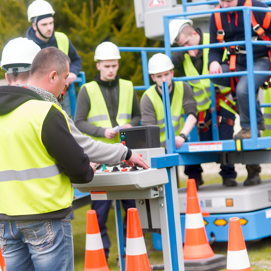 Fachkräfte lernen Hubarbeitsbühnen sicher zu bedienen.