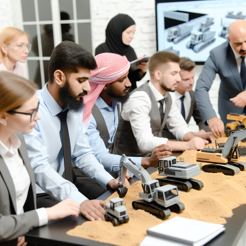 Fachkräfte lernen konzentriert Erdbaumaschinen in Schulung.