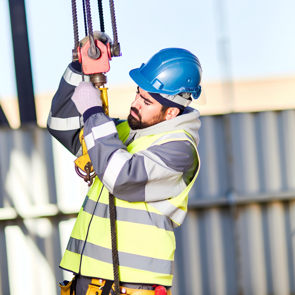 Kranführer bei Schulung mit Sicherheitsausrüstung beobachtet.