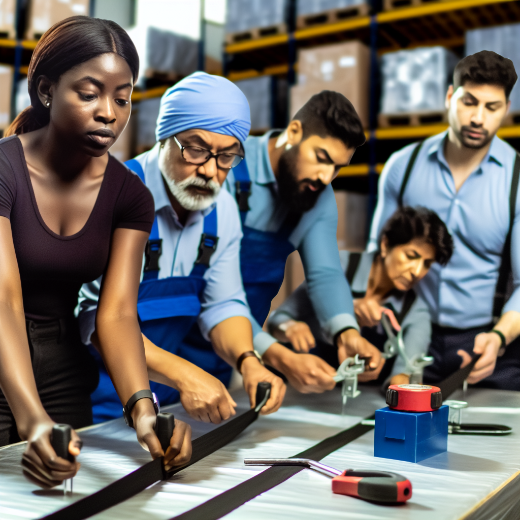 Logistikschulung: Fachkräfte sichern Ladung mit Präzision.