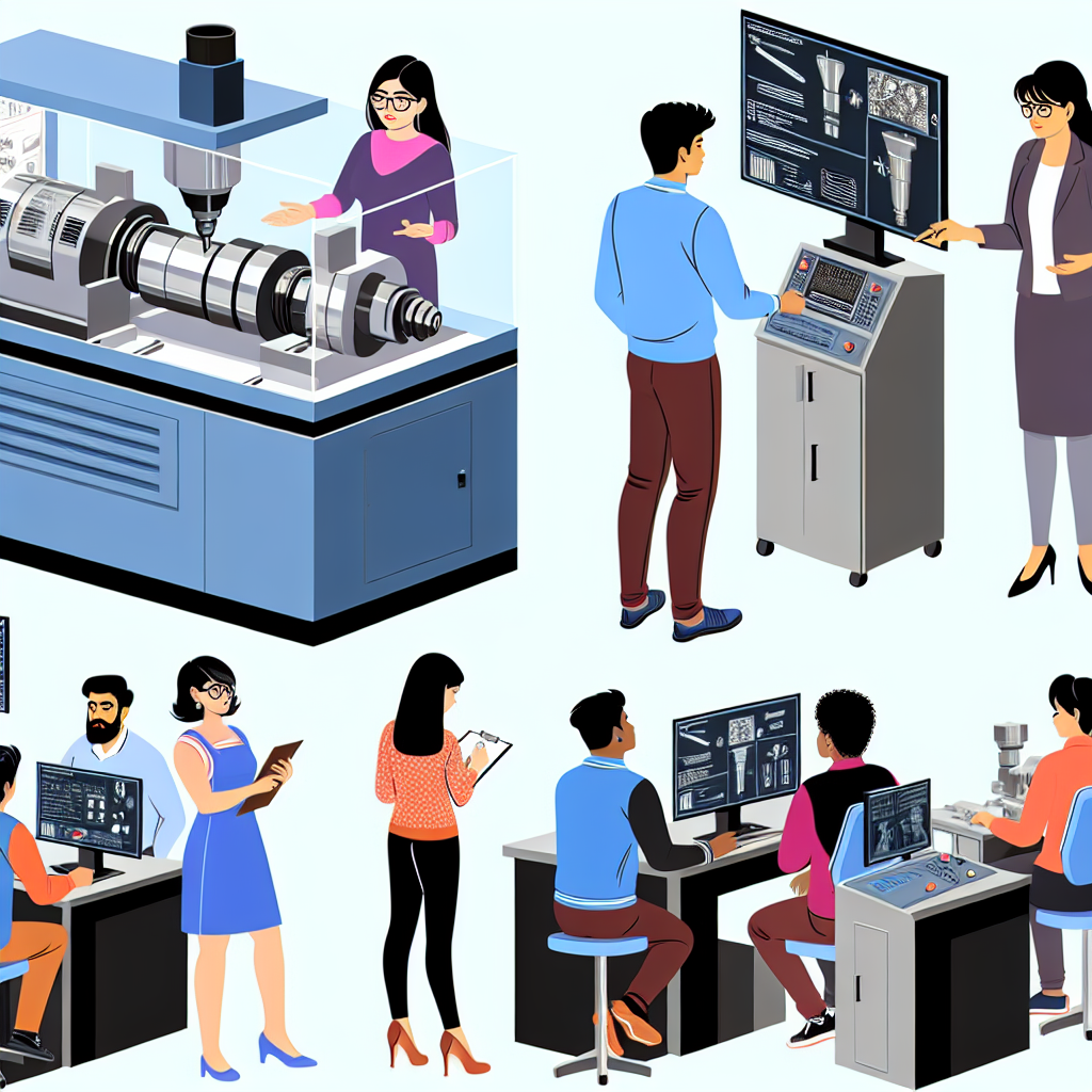 Maschinenbetrieb-Schulung, praktische Übungen, moderne Lernmethoden kombiniert.