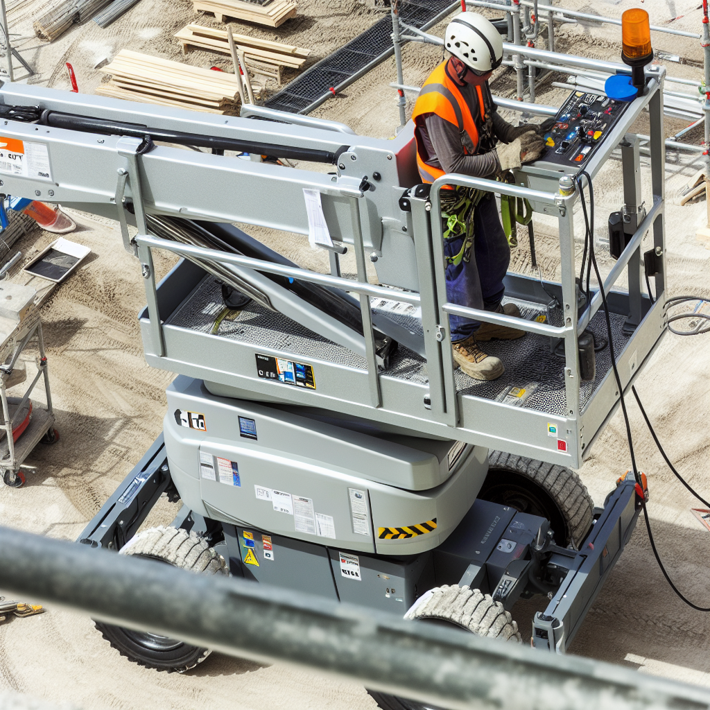 Moderne Hubarbeitsbühne mit elektrischem Antrieb im Einsatz.
