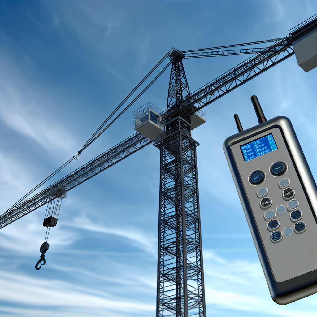 Moderner Kran mit intelligenter Steuerung und Fernbedienung.