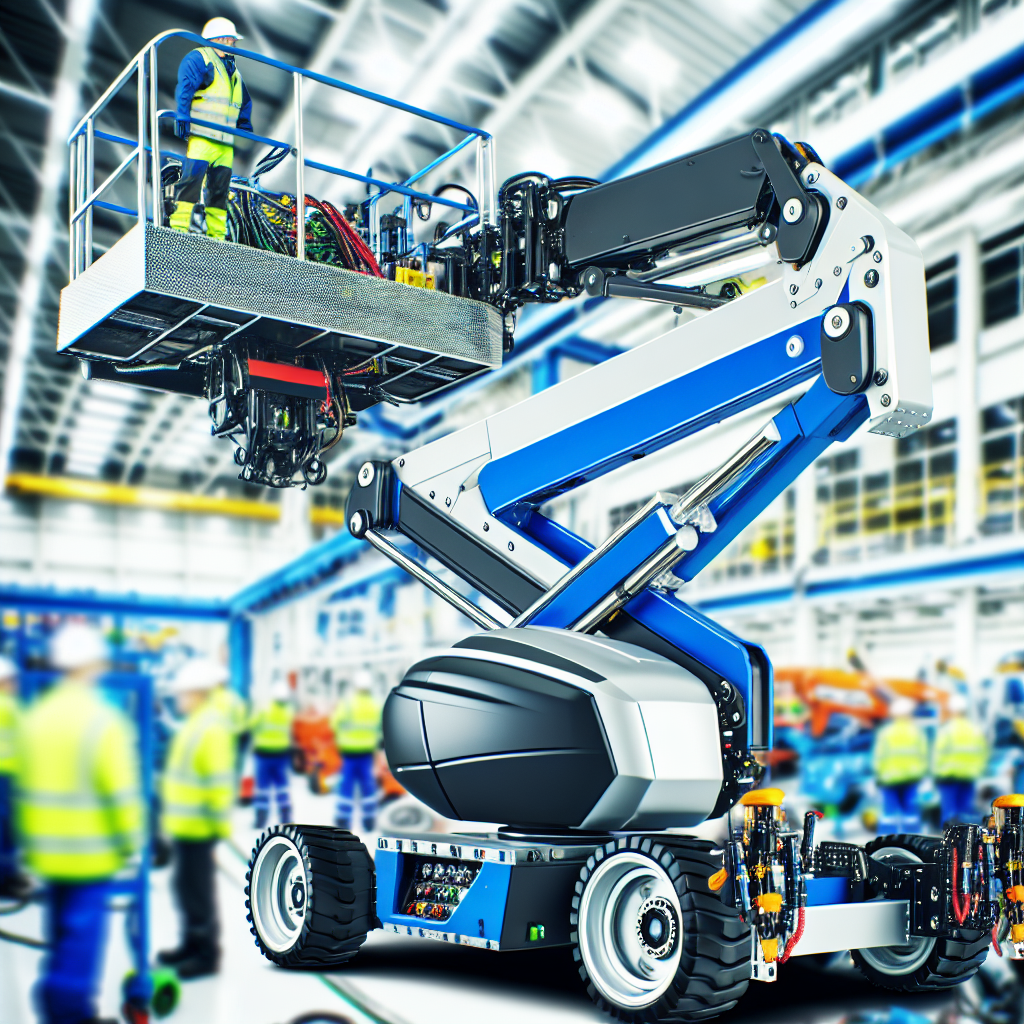 Technologisch fortschrittliche Hubarbeitsbühne in industriellem Einsatz.